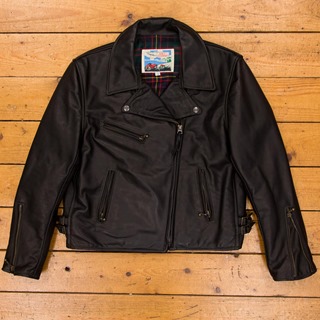 Ladies Motorcycle Jacket, Soft Black Italian Horsehide, Size 14 - S#5838