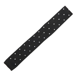 END OF LINE/ CLEARANCE Michelsons of London Silk Knitted Tie - Black with White spots