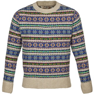 Classic 1940s Long Sleeve Crew Neck Fair Isle Sweater: Hebridean Sky