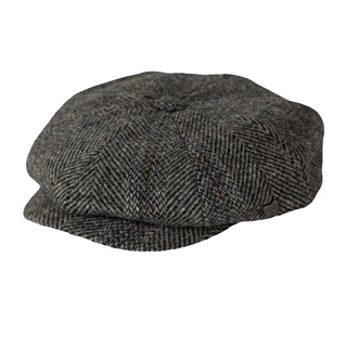 Harris Tweed Eight Panel Bakers Boy Cap: Salt and Pepper