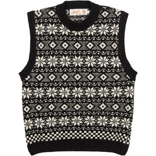 Classic 1940s Fair Isle Vest: Monochrome