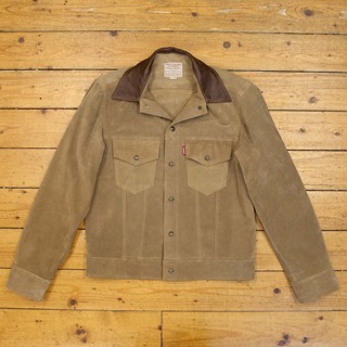Type III Jean Jacket- Unlined Cow Suede (Blue Label), Suede: Sand, 38" - S#7254