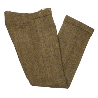 END OF LINE/CLEARANCE Harris Tweed Trousers: Green Herringbone (W30 L34)