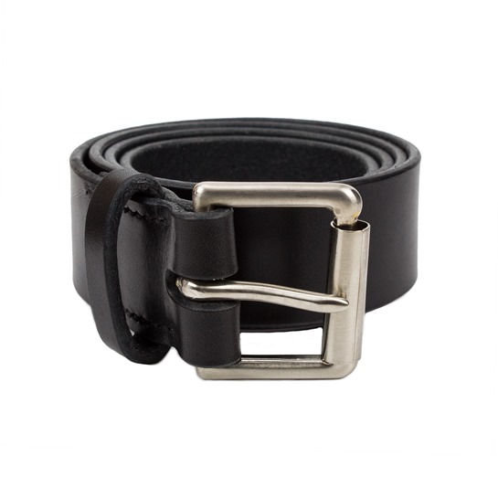 Black Vegetable Tanned Belt: Nickel, Aero Leathers, UK