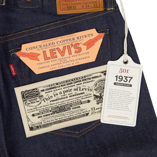 LVC Made in USA 1937 501 XX Jeans Rigid NOS Levis Vintage Clothing Big E  Cinch