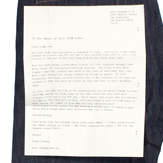Levi's® 501XX® 1966 - RIGID, Aero Leathers, UK