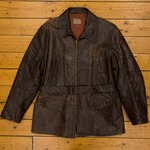 Admiral Bird 1950s Belted Jacket, Brown Pony Horsehide, 44"-46" - CB#004