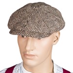 END OF LINE/CLEARANCE 55cm Donegal Tweed Eight Panel Bakers Boy Cap: Thick Flecked Herringbone