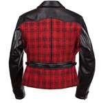 Wool and Leather Half Belt, Broken Weave Tweed and Black Jerky, 40" - S#5402