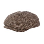 END OF LINE/CLEARANCE 55cm Donegal Tweed Eight Panel Bakers Boy Cap: Thick Flecked Herringbone