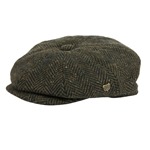 Heavy Donegal Tweed Eight Panel Cap: Forest Floor Flecked Herringbone