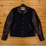Wool and Leather Aeromarine, Navy Melton and Brown Kelpie Horsehide, 40"- S#5392