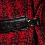 Wool and Leather Half Belt, Broken Weave Tweed and Black Jerky, 40" - S#5402