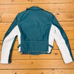 Ladies Motorcycle Jacket, White and Teal Steerhide, UK 12 - S#5229