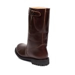 Shearling Lined Border Patrol Motorcycle Boots: Brown
