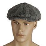 Harris Tweed Eight Panel Bakers Boy Cap: Salt and Pepper