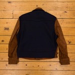 Wool and Leather Aeromarine, Navy Melton and Rust Goat Suede, 42"- S#5383