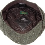 Donegal Tweed Eight Panel Bakers Boy Cap: Green