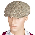 Harris Tweed Eight Panel Bakers Boy Cap: Oatmeal