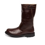 Shearling Lined Border Patrol Motorcycle Boots: Brown