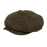 Harris Tweed Eight Panel Bakers Boy Cap: Moss Green