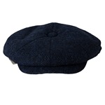 Harris Tweed Eight Panel Bakers Boy Cap: Denim Blue