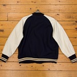 Lettermans Jacket, Cream Vicenza and Navy Melton Wool, 42" - S#5501