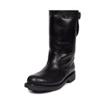 Shearling Lined Border Patrol Motorcycle Boots: Black