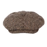 END OF LINE/CLEARANCE 55cm Donegal Tweed Eight Panel Bakers Boy Cap: Thick Flecked Herringbone