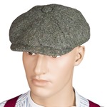 Donegal Tweed Eight Panel Bakers Boy Cap: Green