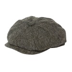 Donegal Tweed Eight Panel Bakers Boy Cap: Green