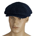 Harris Tweed Eight Panel Bakers Boy Cap: Denim Blue