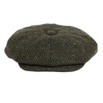 Heavy Donegal Tweed Eight Panel Cap: Forest Floor Flecked Herringbone