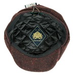 Heavy Donegal Tweed Eight Panel Cap: Burgundy Flecked Herringbone