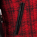 Wool and Leather Half Belt, Broken Weave Tweed and Black Jerky, 40" - S#5402