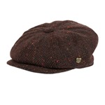 Heavy Donegal Tweed Eight Panel Cap: Burgundy Flecked Herringbone