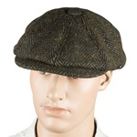 Heavy Donegal Tweed Eight Panel Cap: Forest Floor Flecked Herringbone