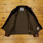 Wool and Leather Half Belt, Russet Badalassi + Navy Melton Wool, 44" - S#5373