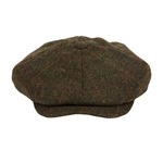 Harris Tweed Eight Panel Bakers Boy Cap: Moss Green