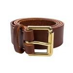 Vegetable Tanned Heavy Duty Belt: Tan/Brass