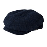 Harris Tweed Eight Panel Bakers Boy Cap: Denim Blue