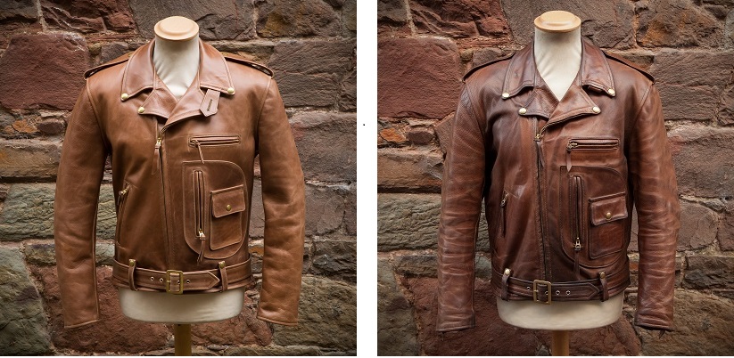 Full grain leather jacket before and after ageing